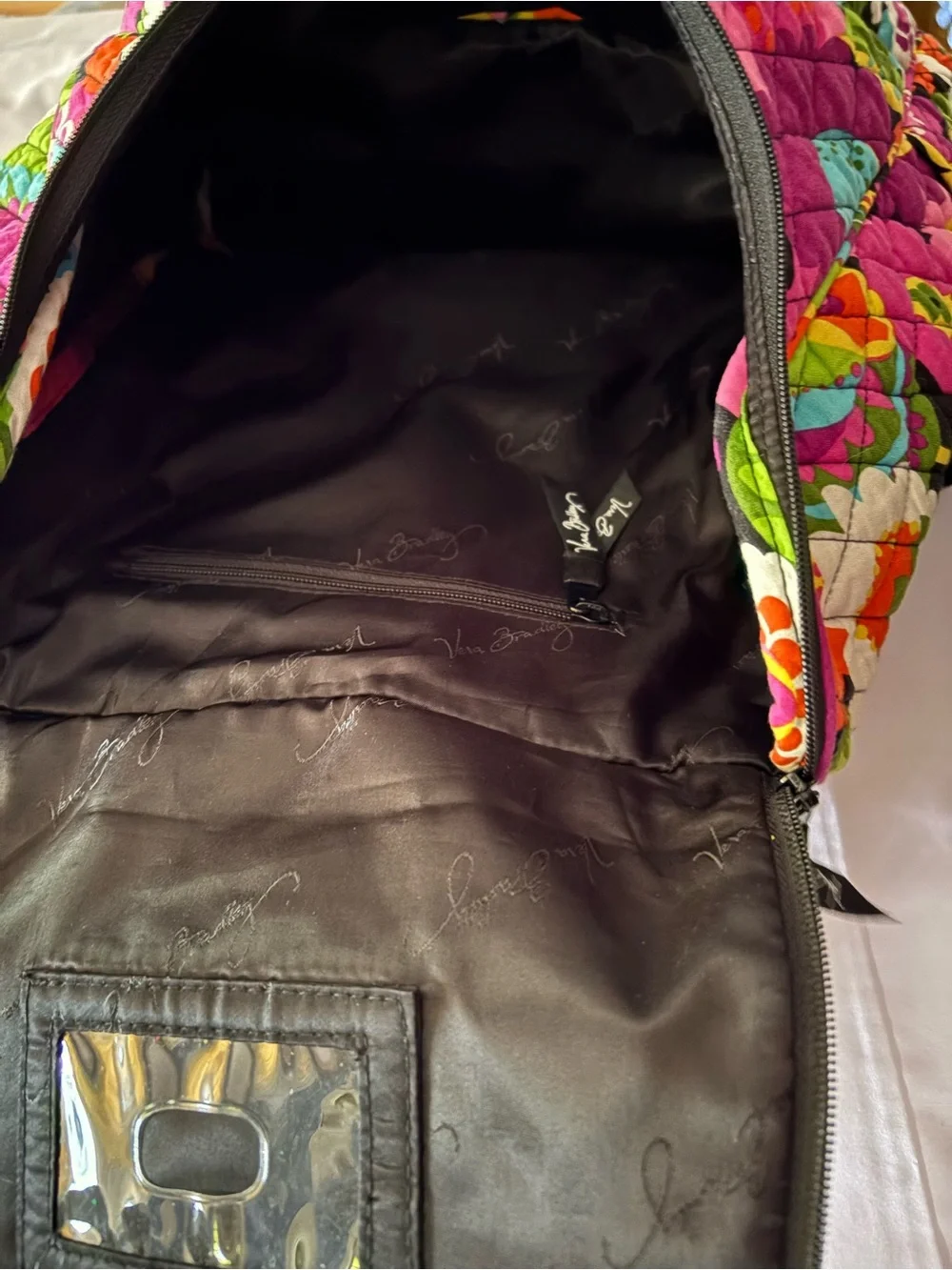 Vera Bradley Floral Quilted Backpack in Pink, Purple, Yellow and Green